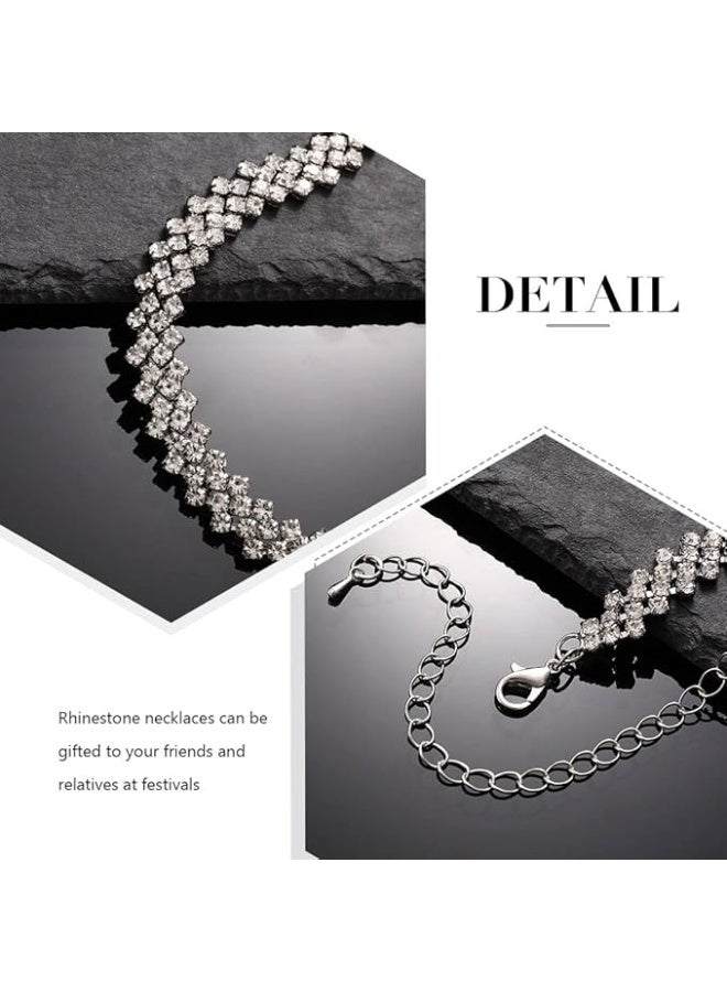 jaexest Elegant Rhinestone Choker Necklace, Sparkling Crystal Diamond Row Chain, Silver-Tone Minimalist Fashion Accessory for Women, Perfect for Parties & Special Occasions - Image 3